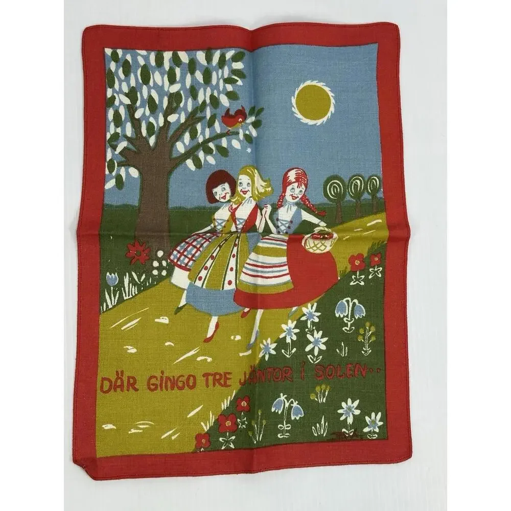 VINTAGE SWISS PATTERN CLOTH WALL OR DISH CLOTH NEW WHERE THE SUN GAVE THREE DAYS